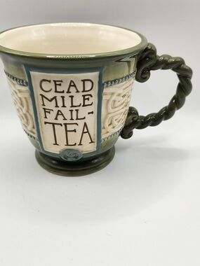 Grasslands Road Olive Green & Cream Ceramic Mug with Twisted Handle